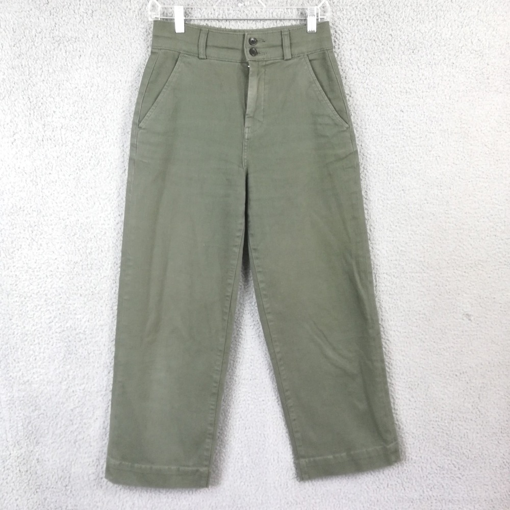 Everlane Womens Jeans Wide Leg Crop Green Denim Organic Cotton High Rise 4